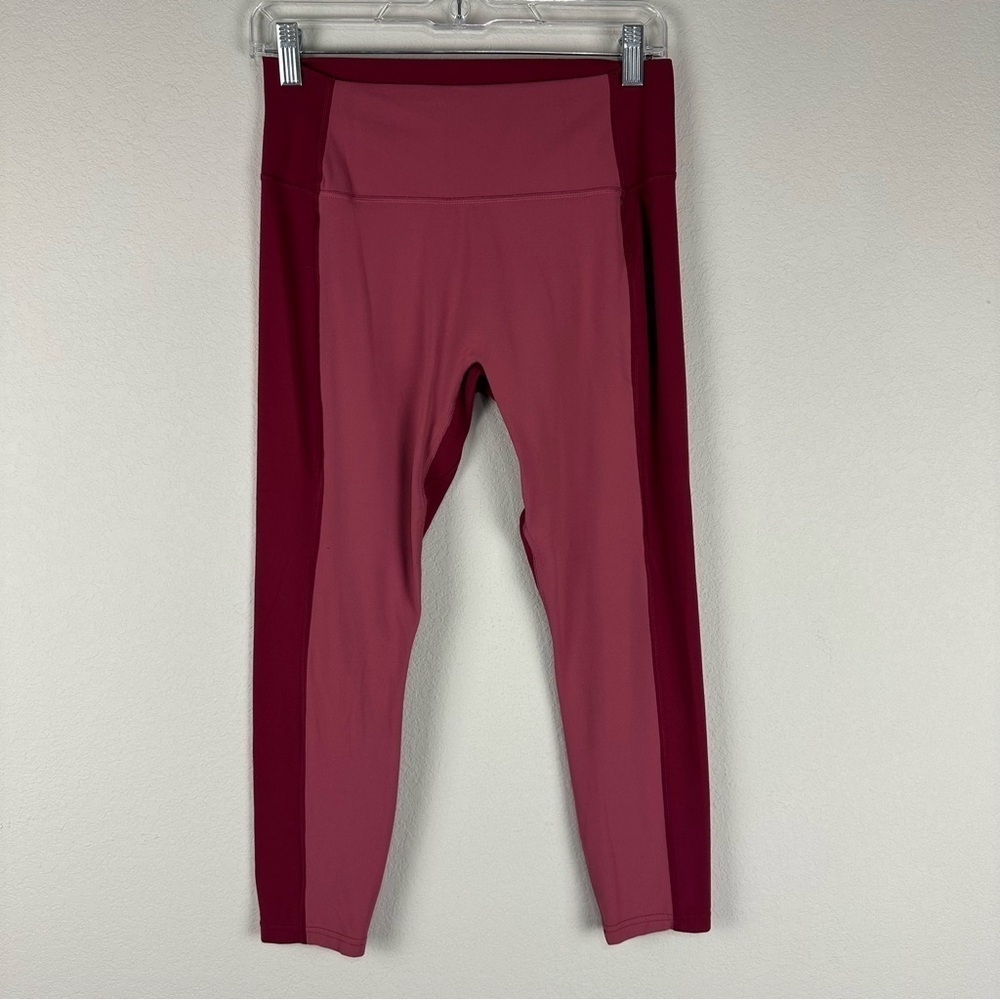 Athleta Pink Transcend Colorblock 7/8 Athletic Athleisure Tights Leggings Large